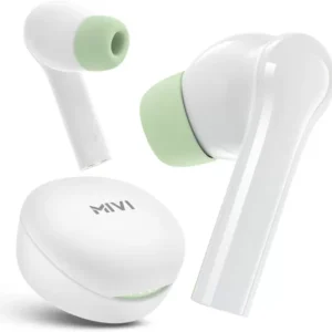 Mivi DuoPods D4 TWS,Rich Bass,50H Playtime,AI ENC,Low Latency,13mm,5.3 BT Bluetooth (White, True Wireless)